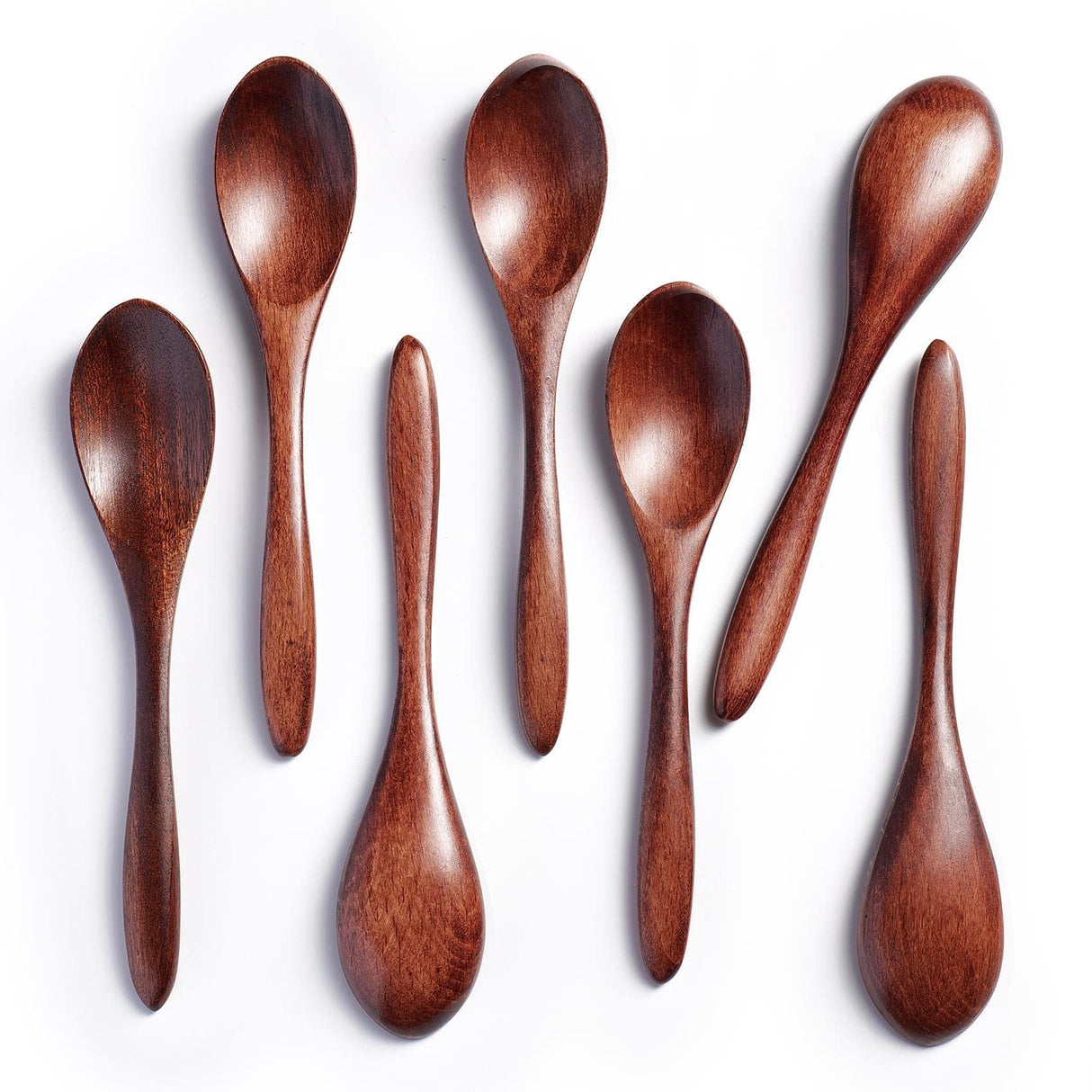 Hefild 7 PCS Small Wooden Spoons, 5.8 Inch Honey Spoons for Tea, Hardwood Wooden Honey Teaspoon for Coffee, Little Tiny Wood Spoons, Bamboo Table Spoon for stirring, Wooden Spoons for Utensils Set Hefild