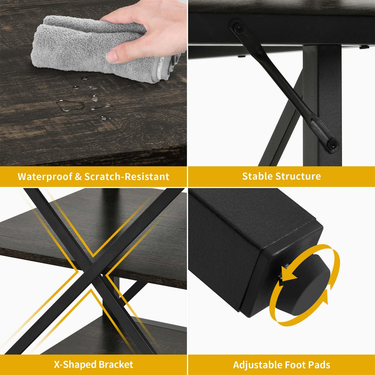 DWVO Dining Room Table 47 Inch Rectangle Dining Table for 4 People Farmhouse Kitchen Table Rustic Dinner Table with Storage Shelf and Heavy Duty Metal Legs for Home Apartment DWVO