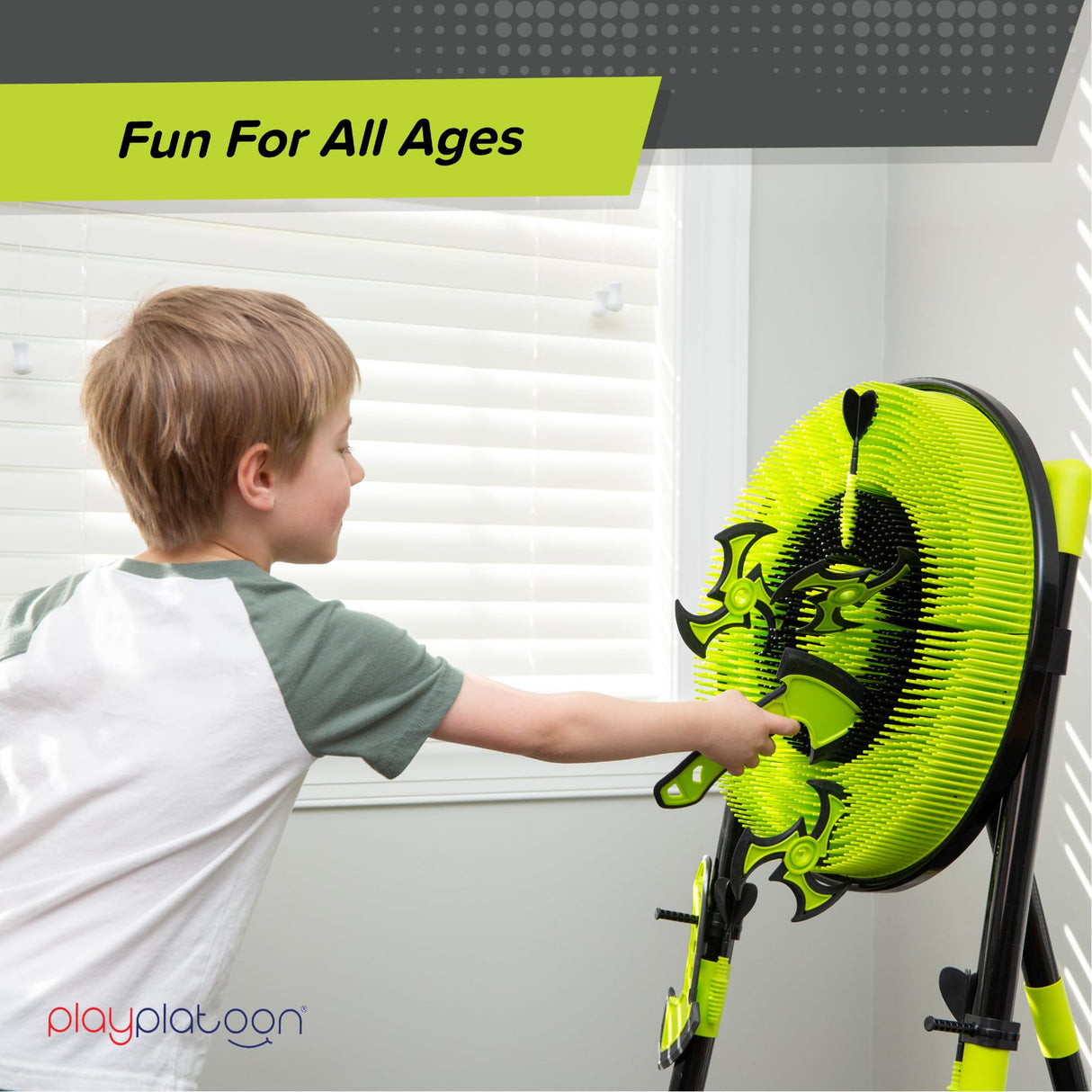 Play Platoon Kids Axe Throwing Game for Backyard, Axe Throwing Set for Adults & Kids, Includes 3 Plastic Hatchets, 3 Throwing Stars & 3 Darts with Bristle Dart Board for Indoor & Outdoor Fun Play Platoon