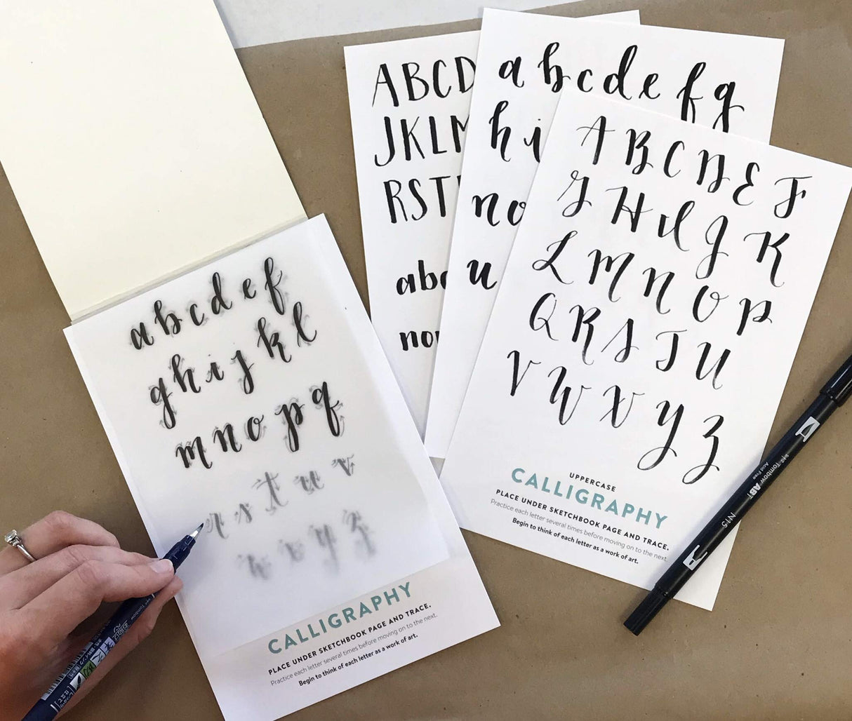 Wildflower Art Studio Brush Lettering Calligraphy Kit • Award-Winning Starter Set for Beginners • Includes Instruction Book, Tracing Pad & Supplies • Gift Set - Kids, Teens, Adults Wildflower Art Studio