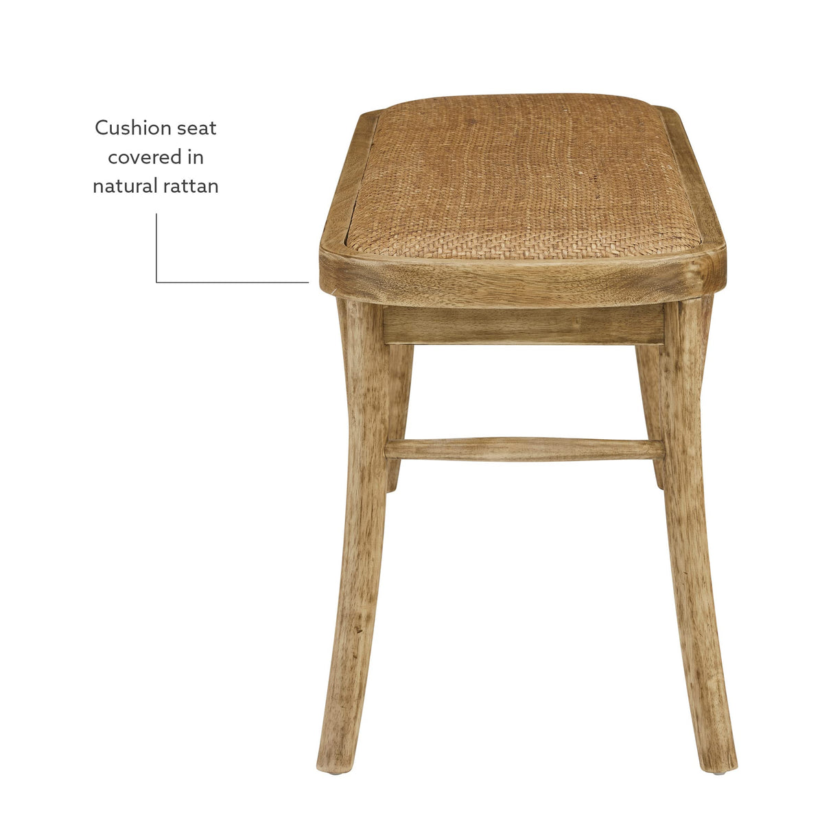 Linon Hank Natural Bentwood Bench with Natural Woven Rattan Seat Linon