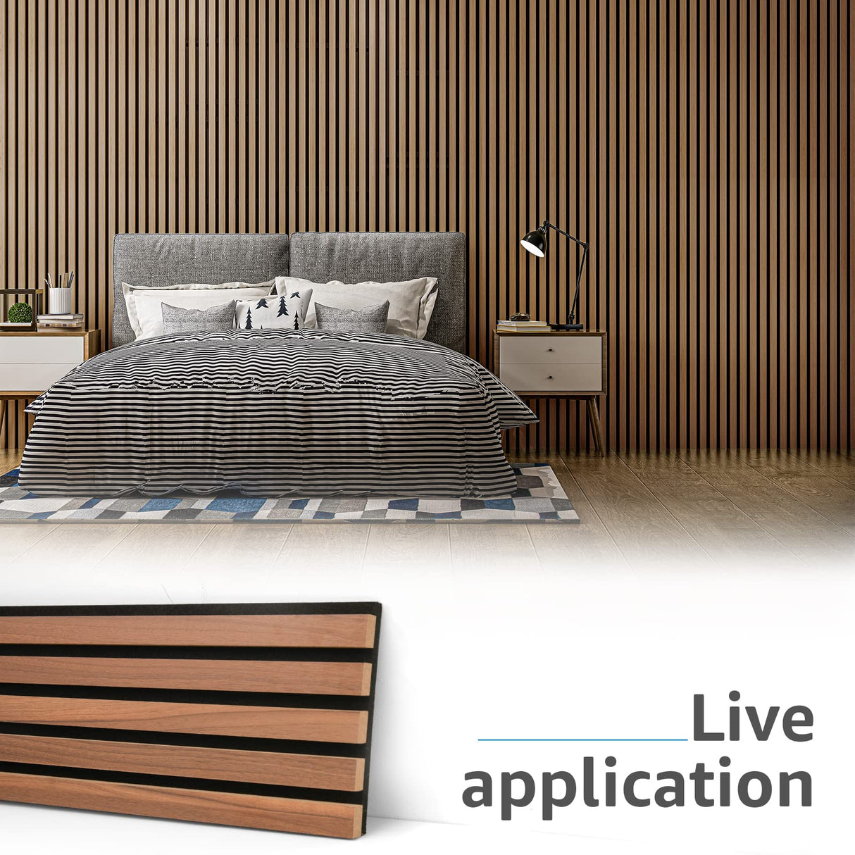 Art3d 4-Piece Wood Slat Acoustic Panels for Stylish Decor and Noise Reduction, 3D Textured Panel for Ceiling and Wall, Walnut Art3d