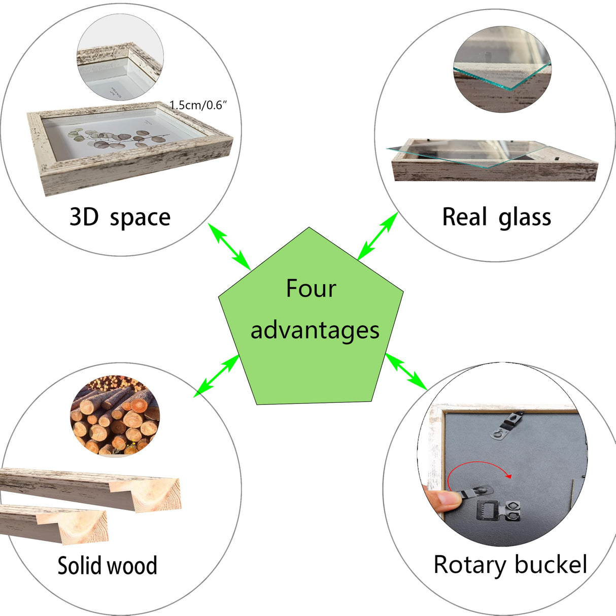 Houstimi Wooden 4x6 Shadow Box Frame Farmhouse Small Shadow Box Display Case Glass Surface Internal Depth 0.6 inch for Wall or Tabletop(White,4 Pack) Houstimi