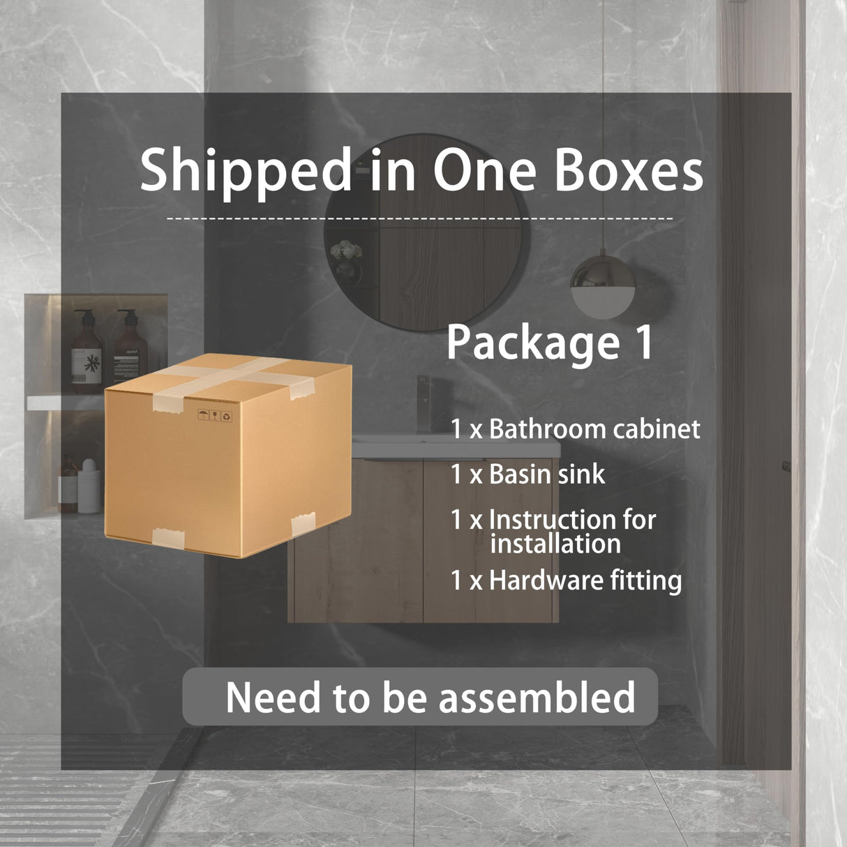 30 inch Bathroom Vanity with Sink, Modern Single Sink Bathroom Vanity, 30" Wall Mounted Bathroom Vanity Cabinet with Resin Basin Top & Soft Closing Doors, Floating Vanity Bathroom in Imitative Oak Minheola