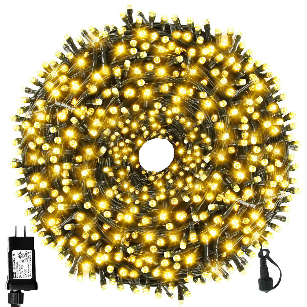 MZD8391 170FT 500 LED Christmas Lights Outdoor Indoor, Waterproof Christmas Tree Lights for Christmas Decorations with Timer, 8 Modes Memory Function (Warm White) MZD8391