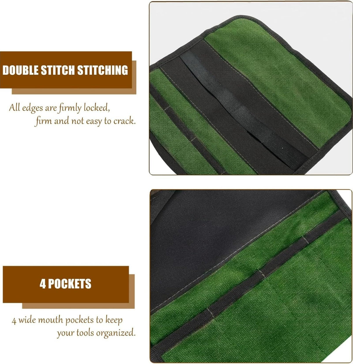 BLIRITEL Small Tool Roll Up Bag, Canvas Chisel Roll, Chisels Bag Tool Organizer with 4 Pockets, Metal Pry Bar Plier Wrench Roll Tool Pouch for Mechanic Carpenter Craftsman BLIRITEL