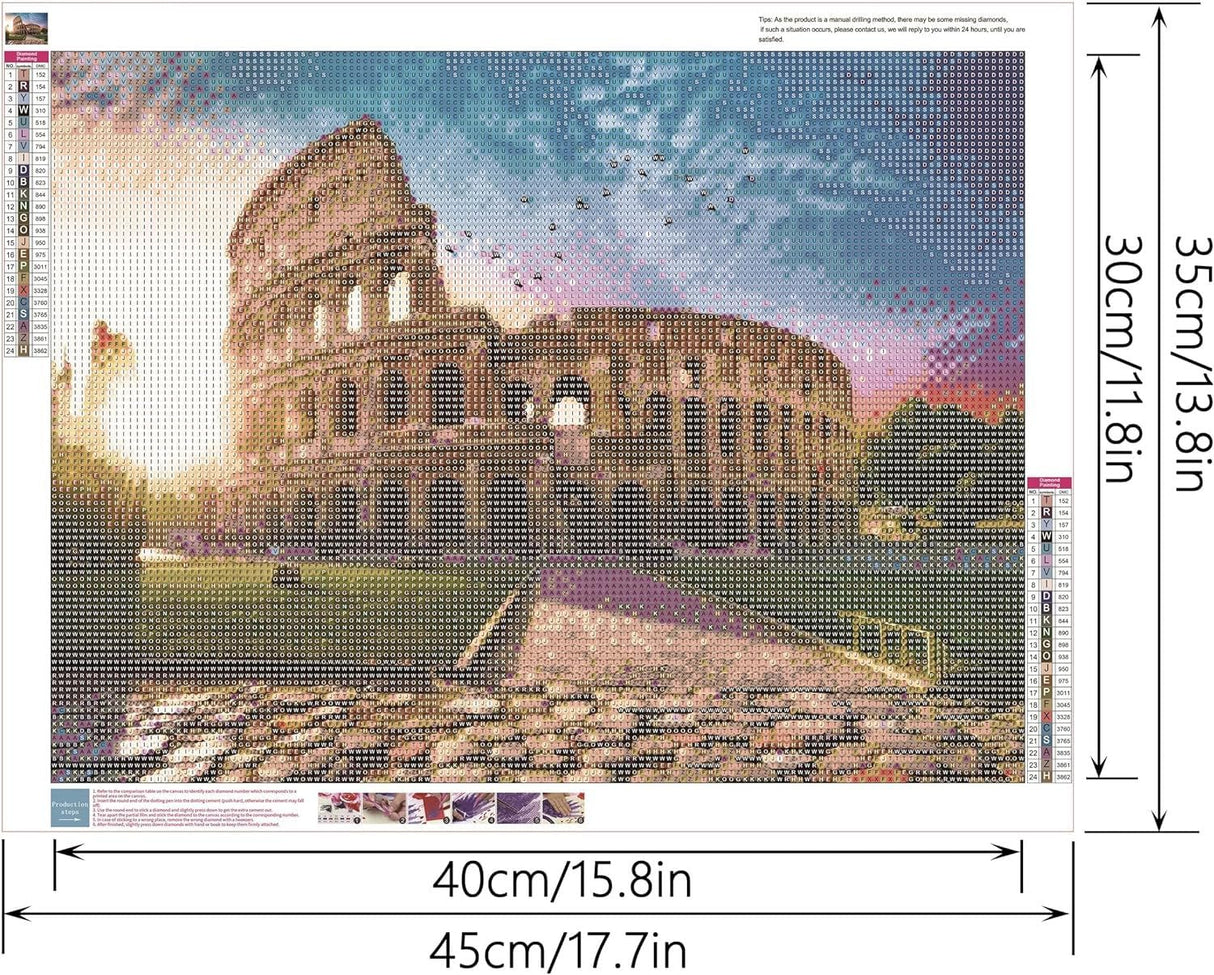 Zimal DIY 5D Cube Diamond Mosaic Round Diamond Painting Rome Colosseum Embroidery Cross Stitch European Style Castle Building 11.8 X 15.8 Inch YSCOLOR