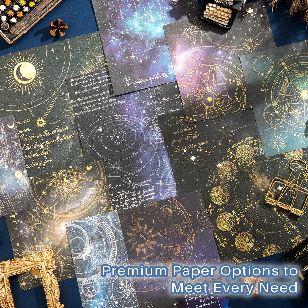 icceemee Scrapbooking Supplies Kit, Blue Starry Sky Scrapbooking Kit for Bullet Junk Journaling, Stationery, A6 Grid Notebook, Floral DIY Note-Taking Supplies, Birthday Craft Gift for Teen Girls icceemee