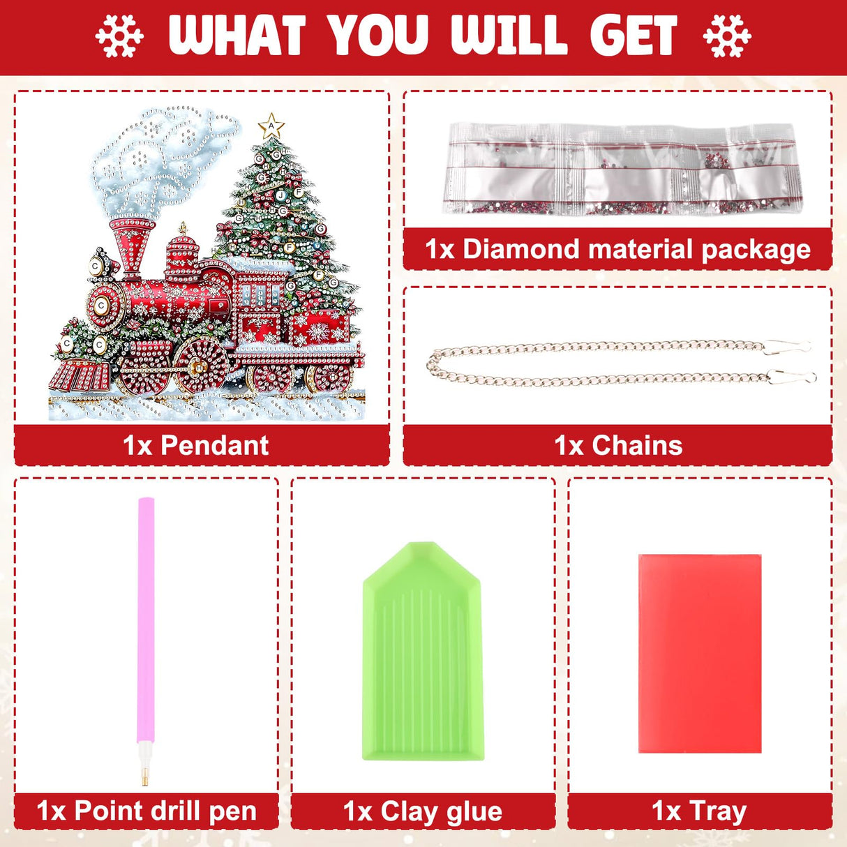 NAIMOER Christmas Diamond Art Hanging Kits for Adults, Christmas Train Diamond Art Suncatchers, 5D Special Shape Fall Diamond Painting Pendant Window Ornament Gifts for Home Garden Door Wall Decor NAIMOER