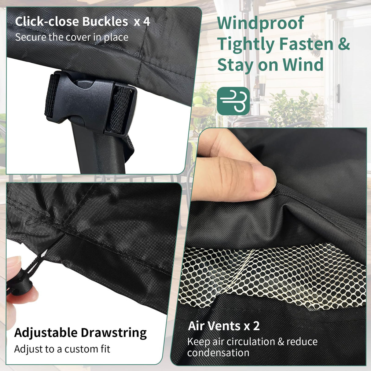 Patio Furniture Covers Waterproof, Round Outdoor Furniture Cover, 500D Heavy Duty Patio Table & 6 Chairs Set Cover, All Weather Protection Covers for Outdoor Table Set, 84" Dia x 28" H -Black NYFITY