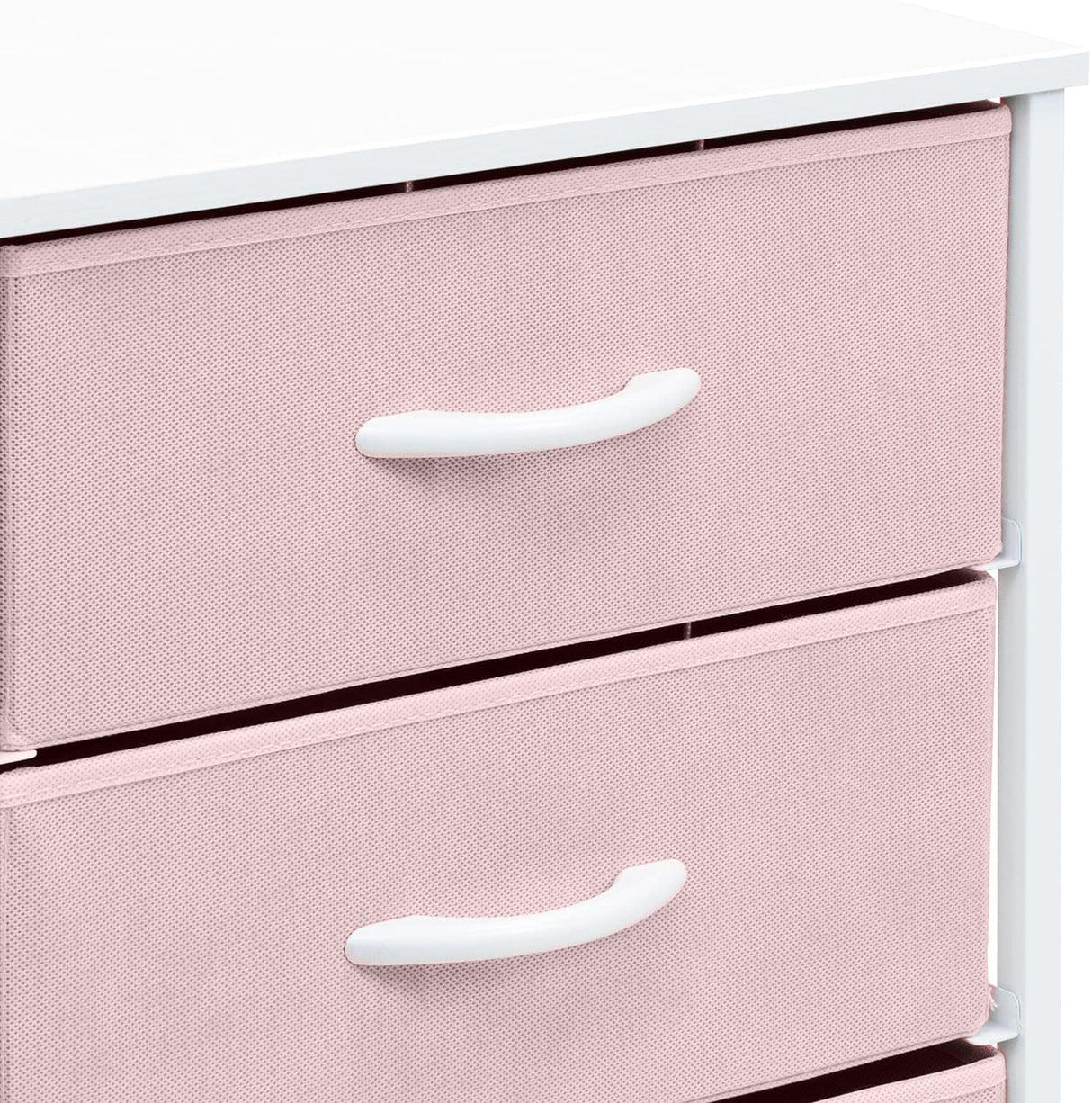 Sorbus Nightstand with 3 Drawers - Furniture Storage Chest Tower Unit for Bedroom, Hallway, Closet, Office Organization - Steel Frame, Wood Top, Pastel Fabric Bin (Pink) Sorbus