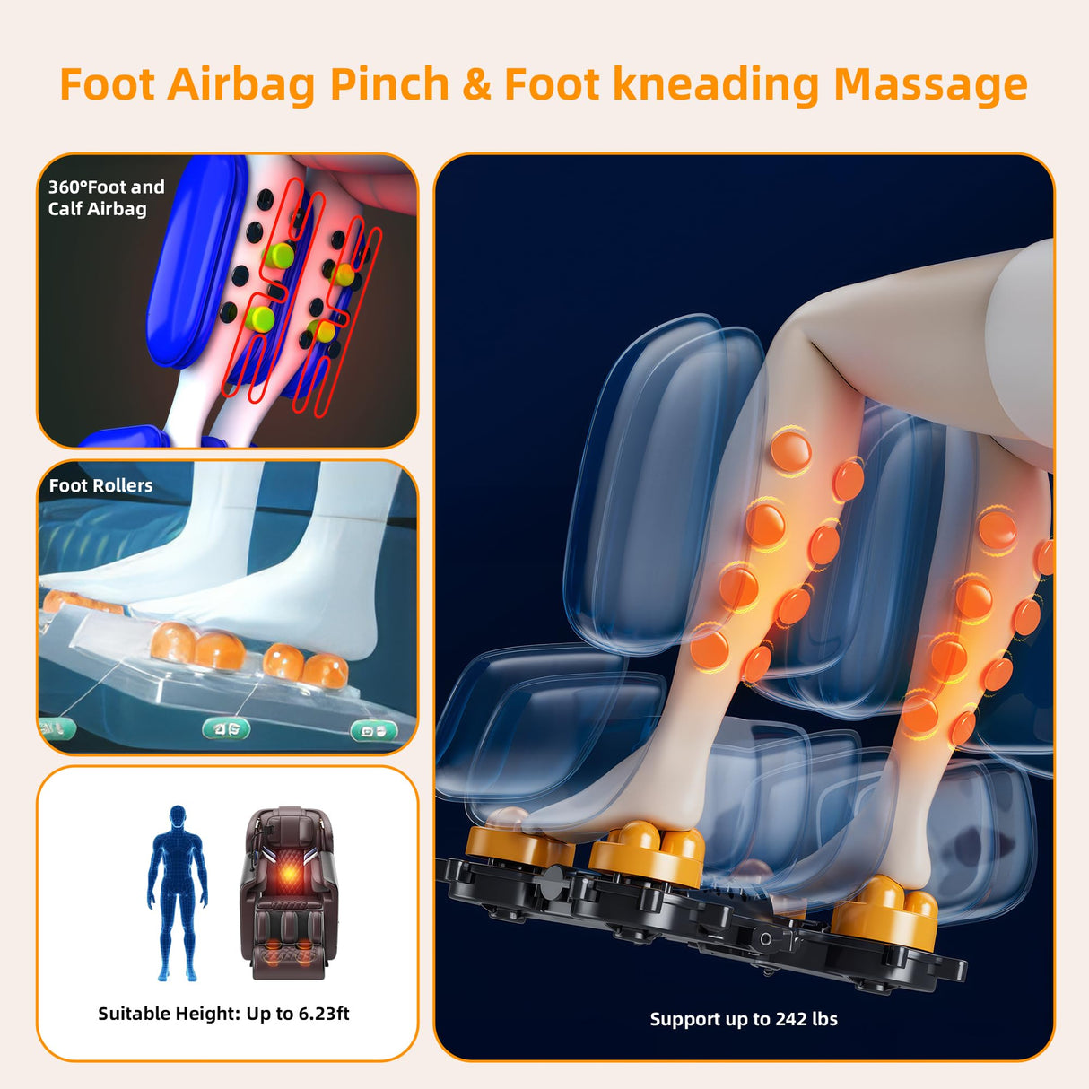 Jewaytec Massage Chair Full Body, 4D Zero Gravity SL-Track Knead Shiatsu Massage Recliner Chair with Airbags, Touchable Screen, Heating, Foot Rollers, Bluetooth, Home or Office (Black & Brown) Jewaytec