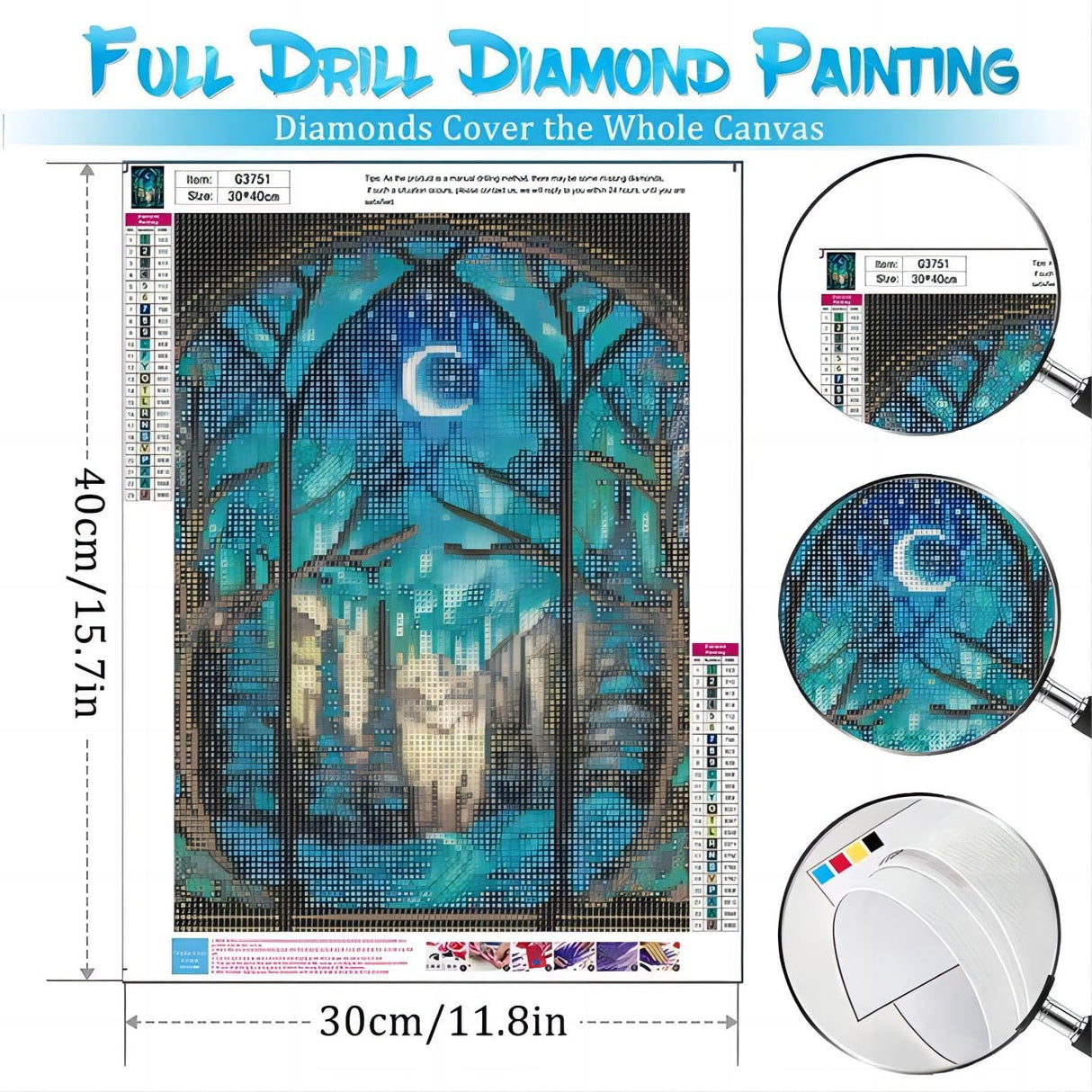 bleihum Starry Night Diamond Painting Kits- Tree Diamond Art for Adults,Gem Painting Crafts for Adults Home Wall Decor,DIY 5D Gem Art Moon Perfect for Relaxation(12x16 Inch) bleihum
