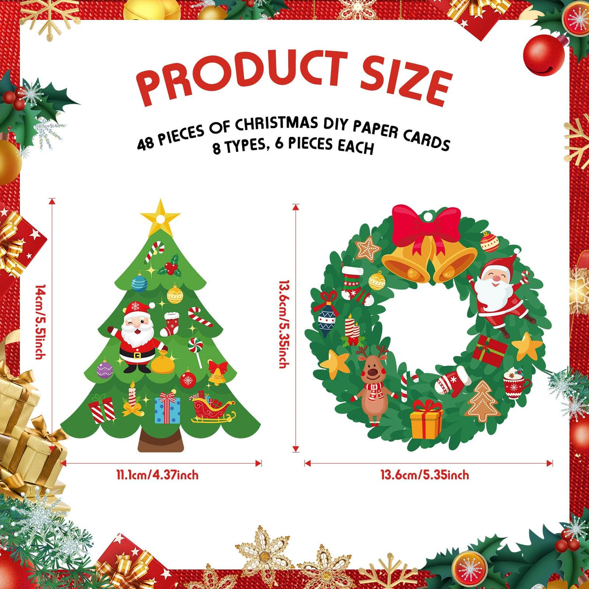 Pasimy 48 Pcs Christmas Crafts Kit for Kids - DIY Tree Ornaments Make Your Own Craft Set for Ages 3-12 Pasimy