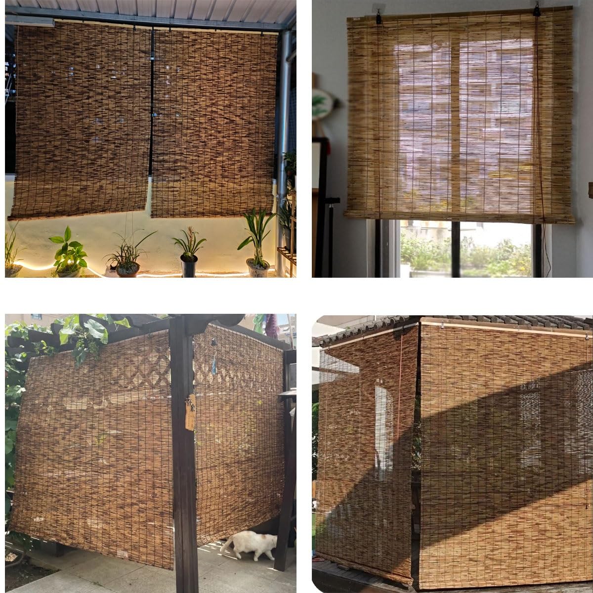 Bamboo Shades for Patio Privacy Screen, Bamboo Windproof Roller Porch Gazebo Deck Blinds, Bamboo Roll up Window Roman Shades for Office Curtains, Natural Bamboo Blinds, Cordless(Size:34"W x 84"H) DISPRA