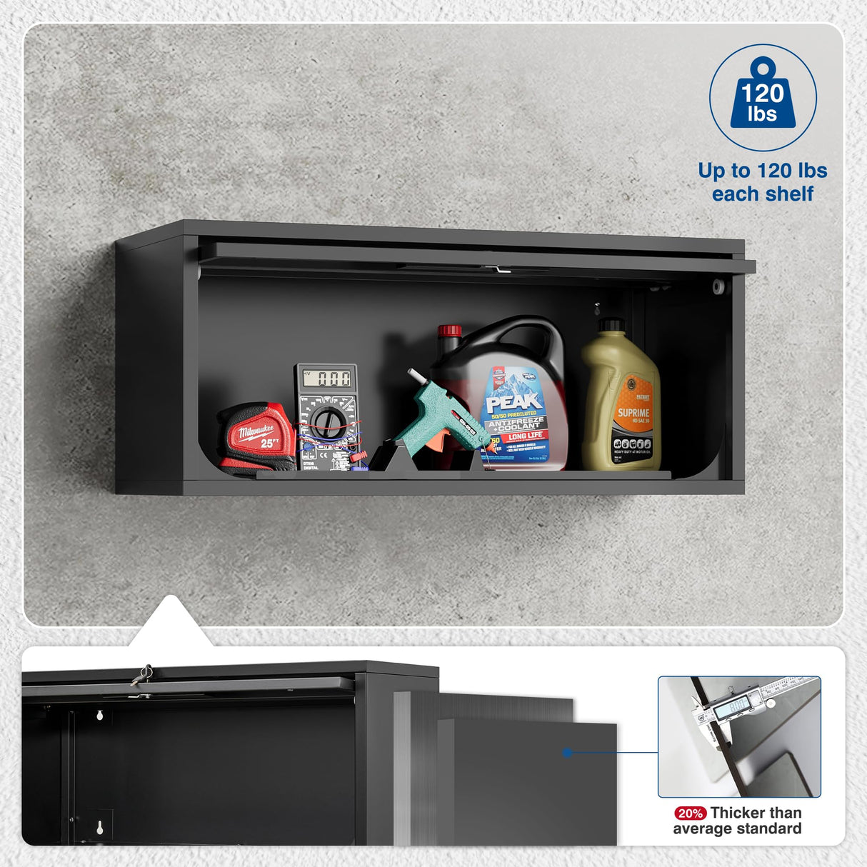 Fesbos Metal Storage Cabinet Black Wall Cabinets with Locking Door - Wall Mounted Storage Cabinet for Garage Warehouse Home Office - Assembly Required Fesbos