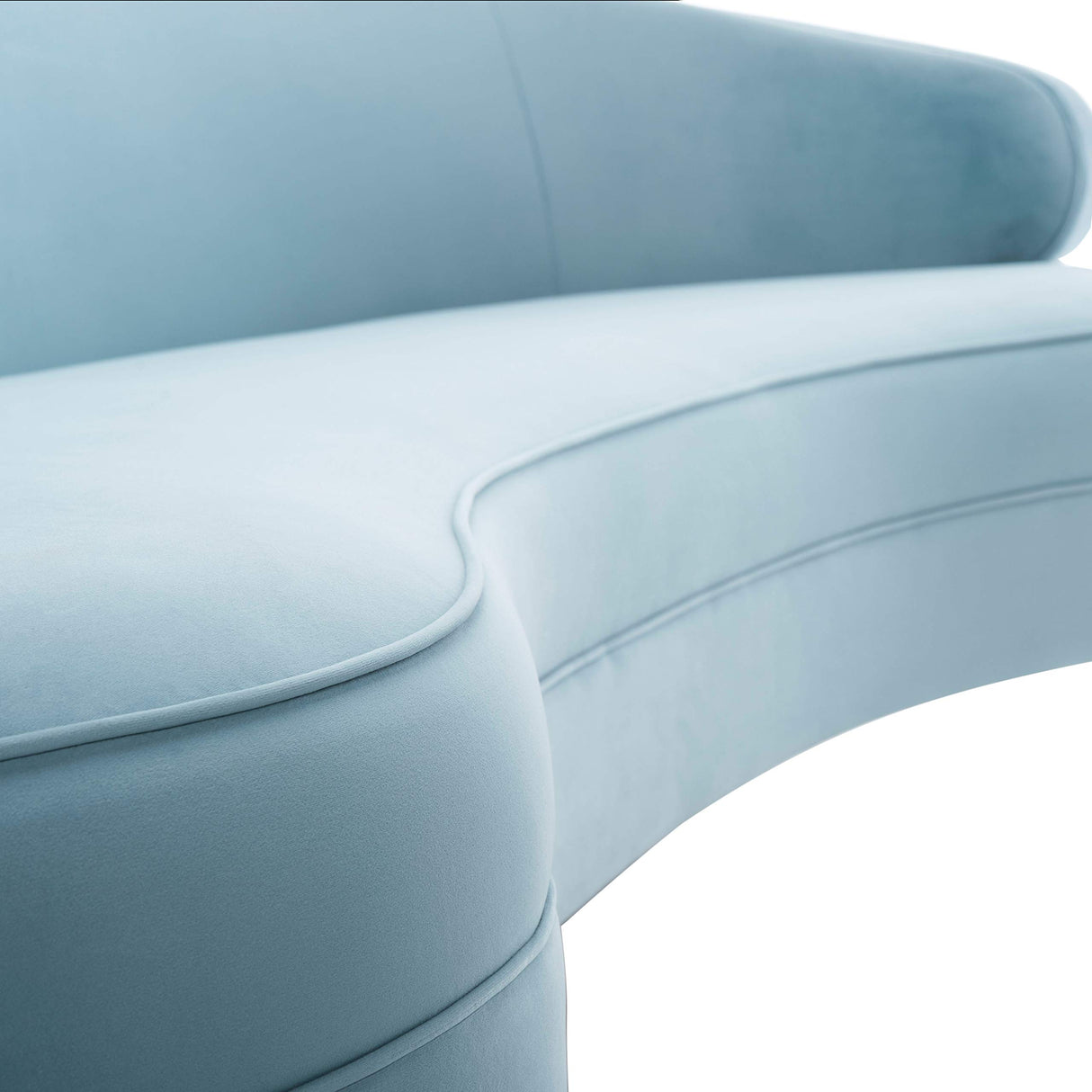 SAFAVIEH Couture Primrose Glam Light Blue Velvet Curved Sofa SAFAVIEH