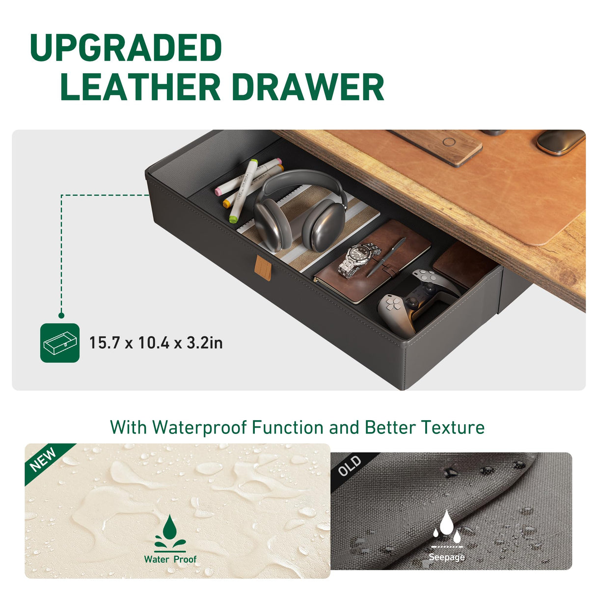 FEZIBO 48 x 24 Inches Standing Desk with Drawer, Adjustable Height Electric Stand up Desk with Storage, Sit Stand Home Office Desk, Ergonomic Computer Desk, Rustic Brown FEZIBO