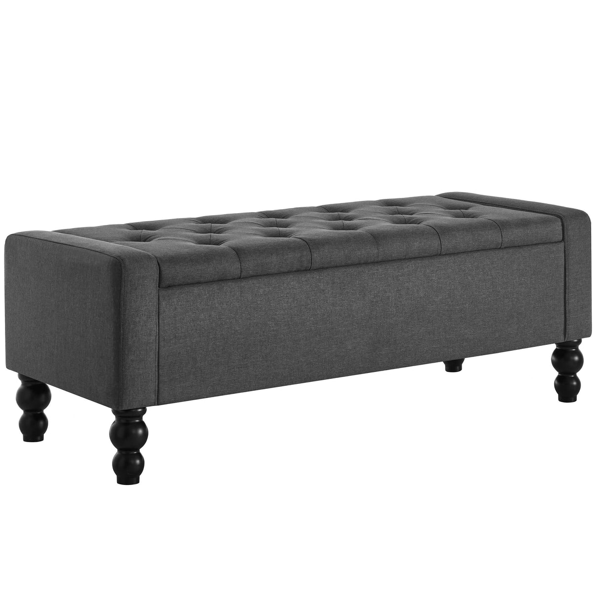 DRM‘SCUUM 50" W Storage Ottoman Bench with Safety Hinge, Load up to 660 lb Ottoman with Storage, Upholstered Tufted Entryway Bench with Seating for Living Room, Bedroom, Entryway, Dark Gray DRM‘SCUUM