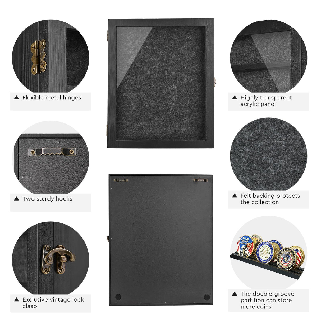 Black Shadow Box Frame 11X14 with Shelves, Medal/Challenge Coin Display Case, Pet Memorial/Wedding Shadow Box, Best Anniversary/Birthday/Bridal Shower/Engagement/Wedding Registry/House Warming Gifts AW BRIDAL