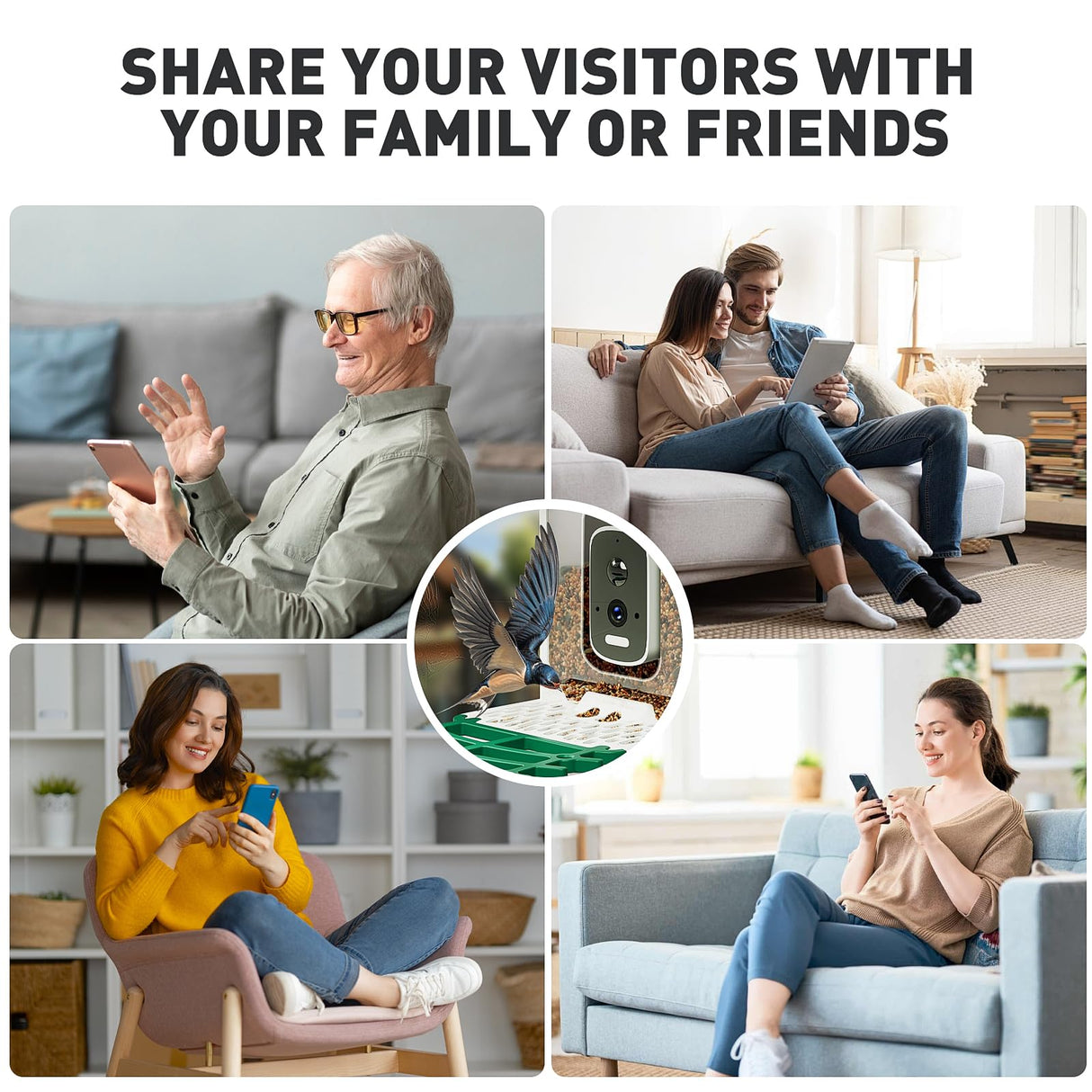 Smart Bird Feeder with Camera for Outdoors,Squirrel Proof Bird Feeders for Outside Hummingbird Birdhouse with Solar Powered, 2.5k HD Auto Capture&Ai Identification,Watching Gifts for Bird Lovers Bsemax