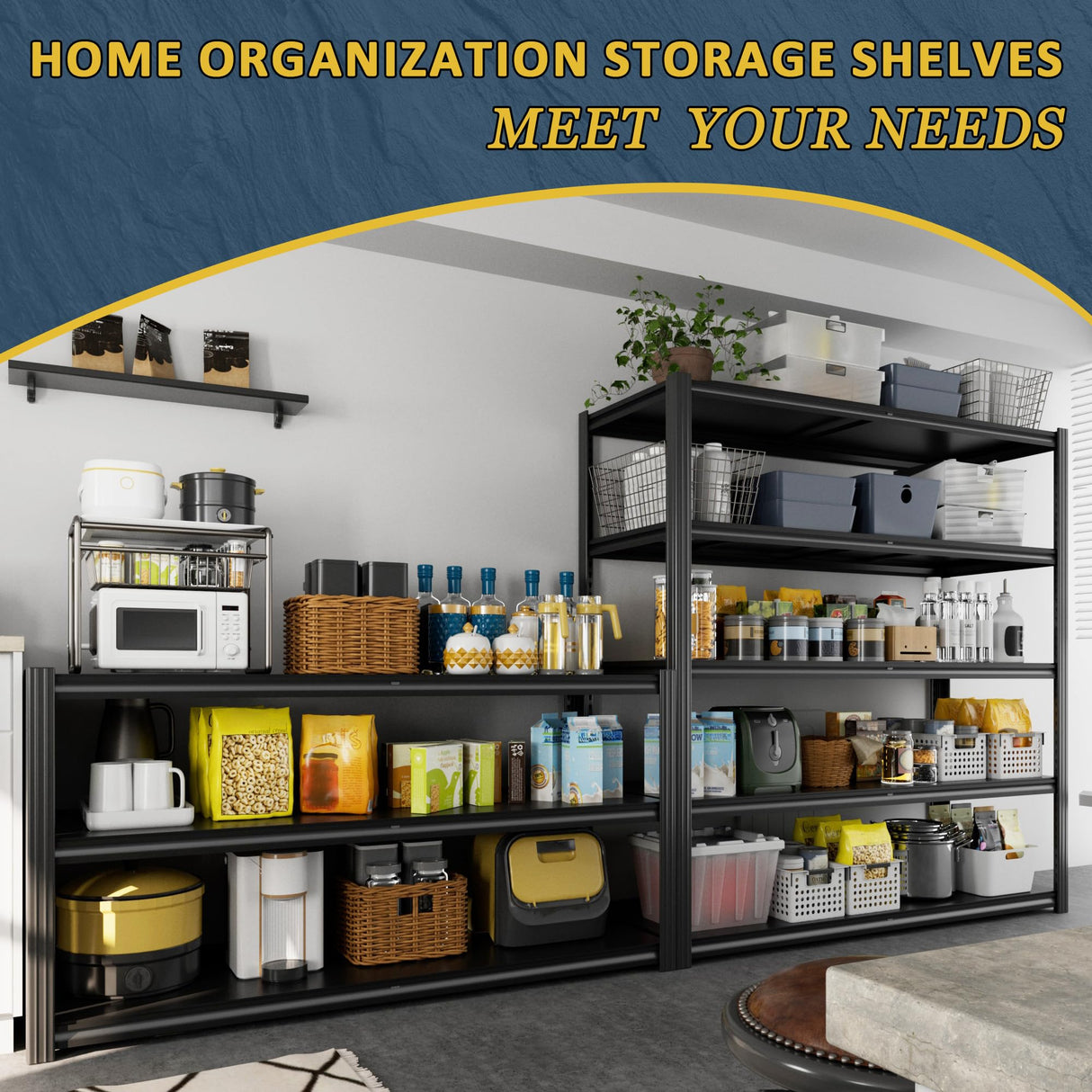 VDEVY 48" W Garage Shelving Heavy Duty 3030Lbs Storage Shelf 5 Tier Adjustable Shelving Units Metal Garage Storage Shelves for Basement, Commercial, Warehouse, Industrial, 72" H x 48" W x 24" D, VDEVY