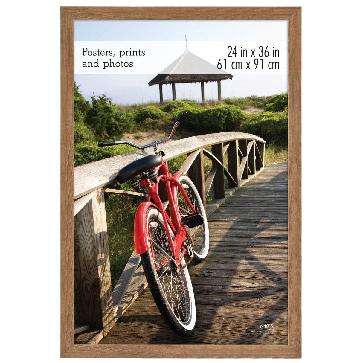 MCS Museum Poster Frame 24x36 Medium Oak, Vertical & Horizontal Wall Hanging Large Picture Frame for Photos, Posters & Art Prints (1-Pack) MCS