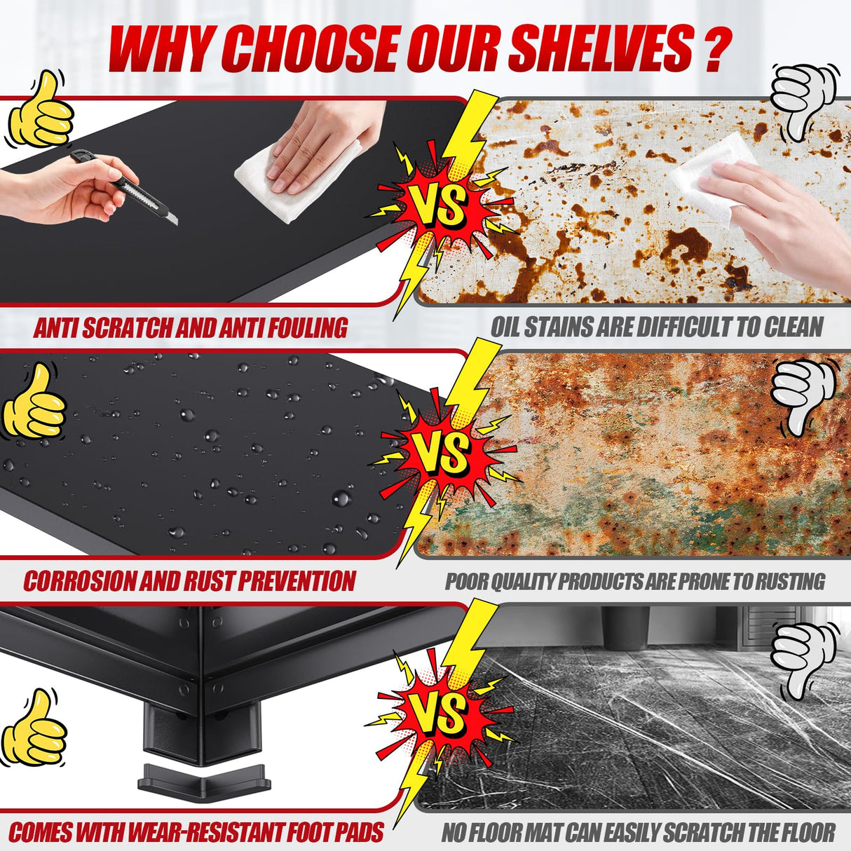 ZIWJHK 72''H*46W'' Garage Shelving, 3000lb Heavy Duty Shelving, Adjustable Metal Shelving Garage Storage Shelves 5 Tier Utility Shelf Unit Metal Shelf Rack for Basement Industrial Black ZIWJHK