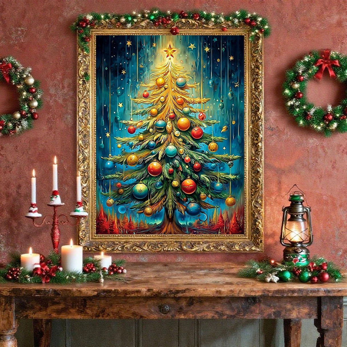 Christmas Paint by Numbers Kit for Adults - Christmas Tree Paint by Number Adult for Gift Home Wall Decor 16x20 Inch HITO