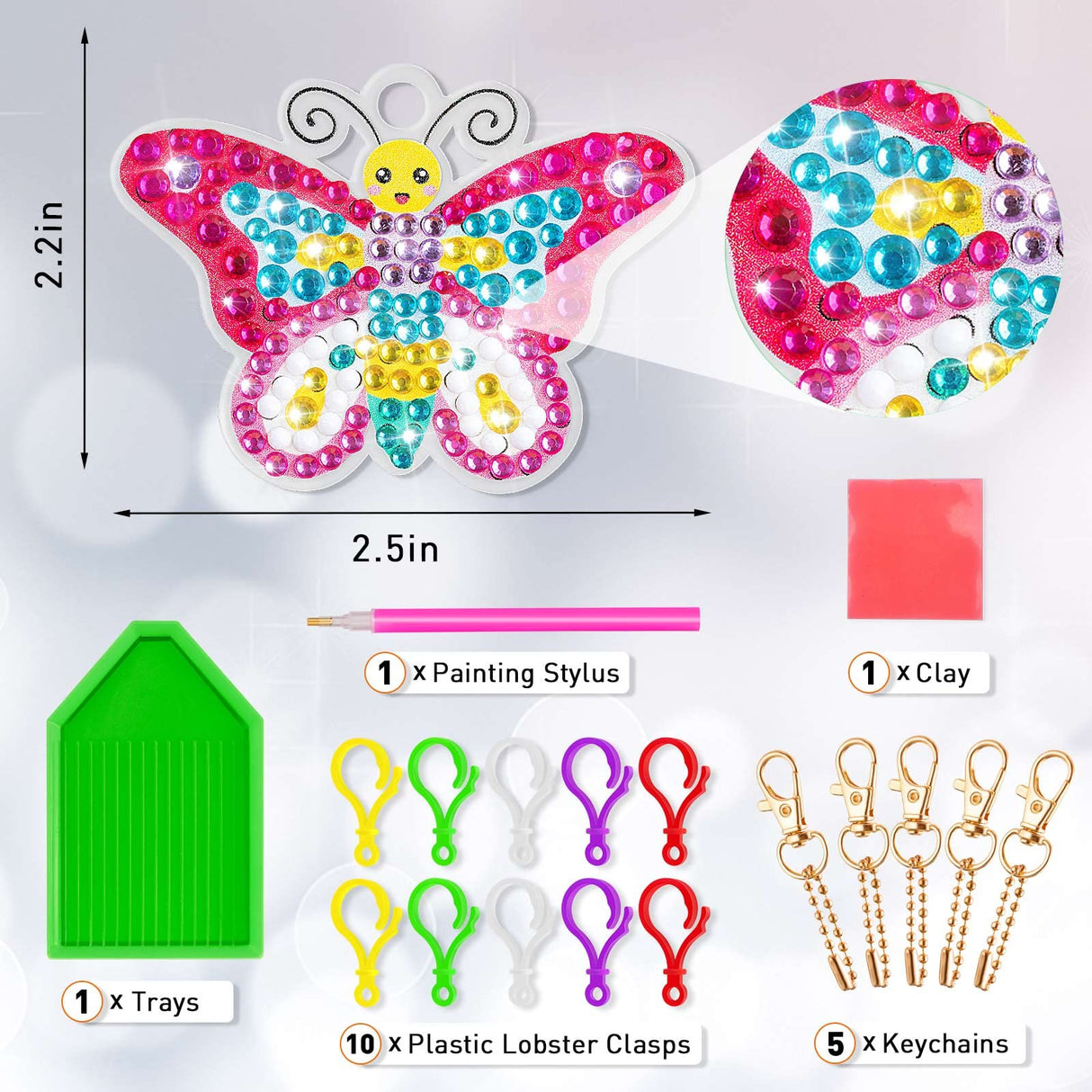 FFNIU Diamond Art for Kids, 15 Pack Diamond Art Painting Keychains, DIY Gem 5D Painting Arts and Crafts for Boys Girls Ages 6-8-12 (Garden Animals) FFNIU