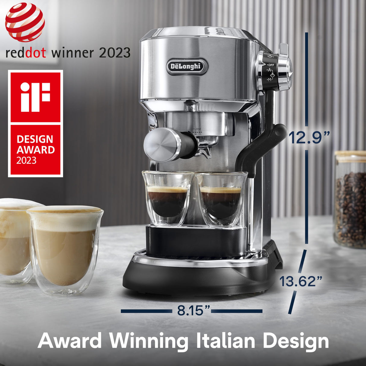 De'Longhi Dedica Maestro Plus Espresso Machine with Automatic Steam Wand for Latte, Cappuccino, Coffee, Stainless Steel, EC950M De'Longhi