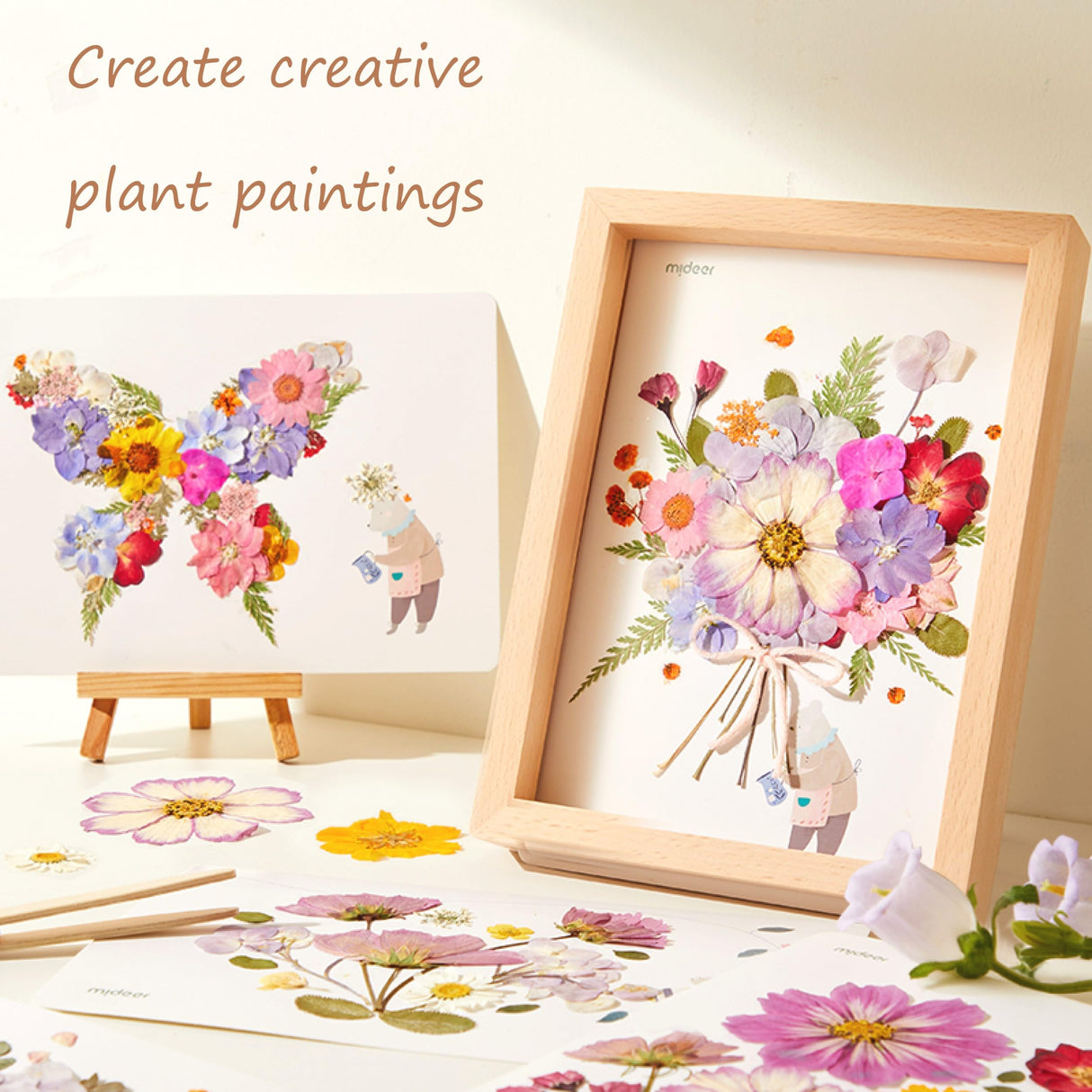 Happytime Flower Press Kit for Kids, Creativity Crafts DIY Plant Drying Set, Wooden Convenient to Carry, Gift for Boys and Girls Happytime