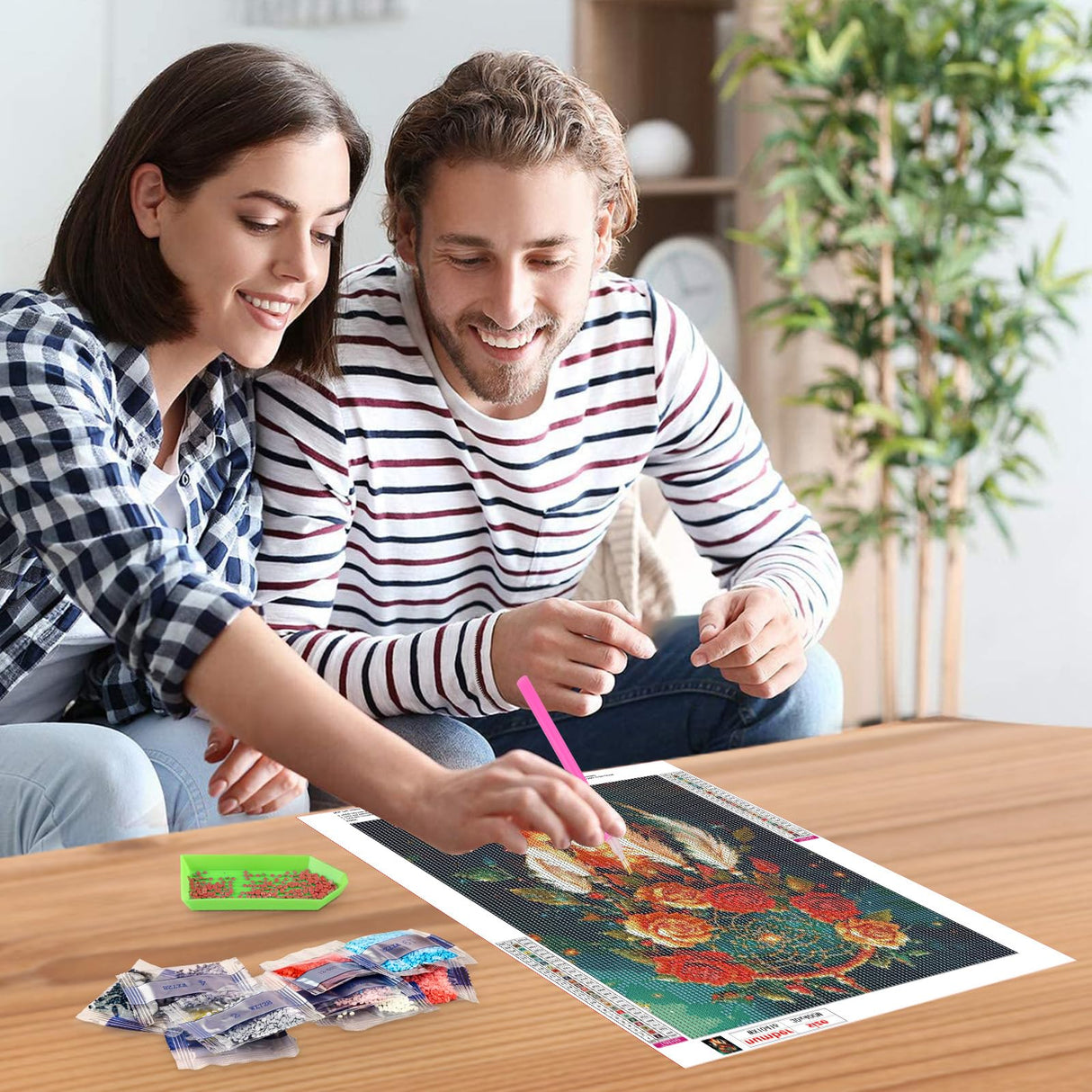 NEWENMO Dreamcatcher Diamonds Painting Kits for Adults Beginner, DIY 5D Flower Diamond Art Paint with Round Diamonds, Full Drill Gem Art Diamonds Art Painting for Home Wall Decor 12x16 Inch NEWENMO