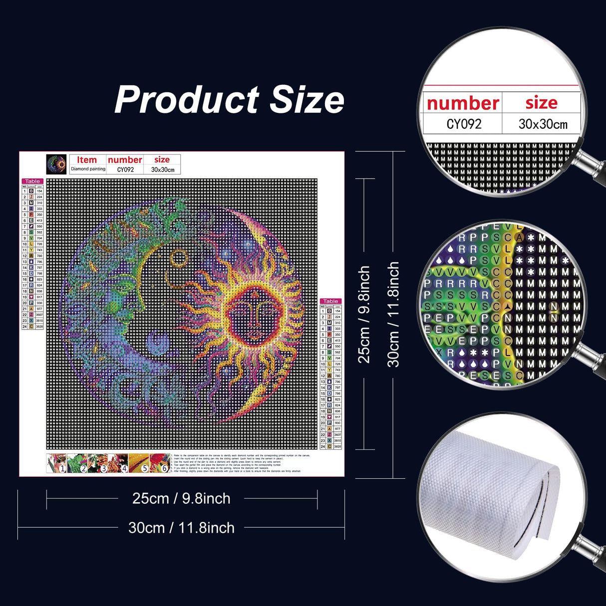 Stalente Diamond Painting Kits for Adults, 5D DIY Diamond Art Kits for Beginners Round Full Drill Diamond Painting for Home Wall Decoration Gift 12×12inch, Sun and Moon Stalente