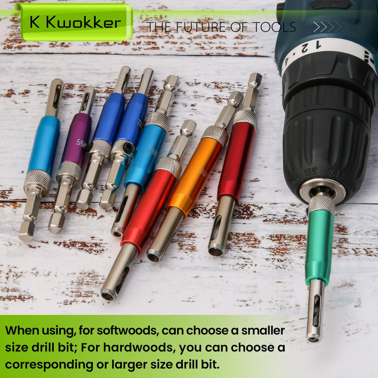 K Kwokker Self Centering Drill Bit Set 1/4" Hex Shank Vix Bit, 5/64" to 1/4" Center Drill Bit Set Custom Colorful Hinge Drill Bit Set for Metal Wood Cabinet Door Window Aluminum Copper Stainless Steel K Kwokker