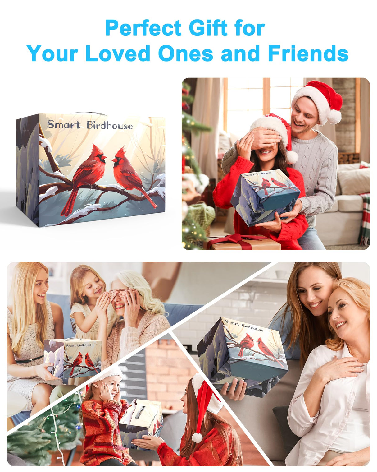 Bird House with Camera Smart Bird House Camera for Small Birds Nesting, 2K HD Wi-Fi Bird Watching Camera, Auto Detect&Notify, Night Vision, APP Control, Wooden Birdhouse with Camera Inside (Plug-In) KinetCam