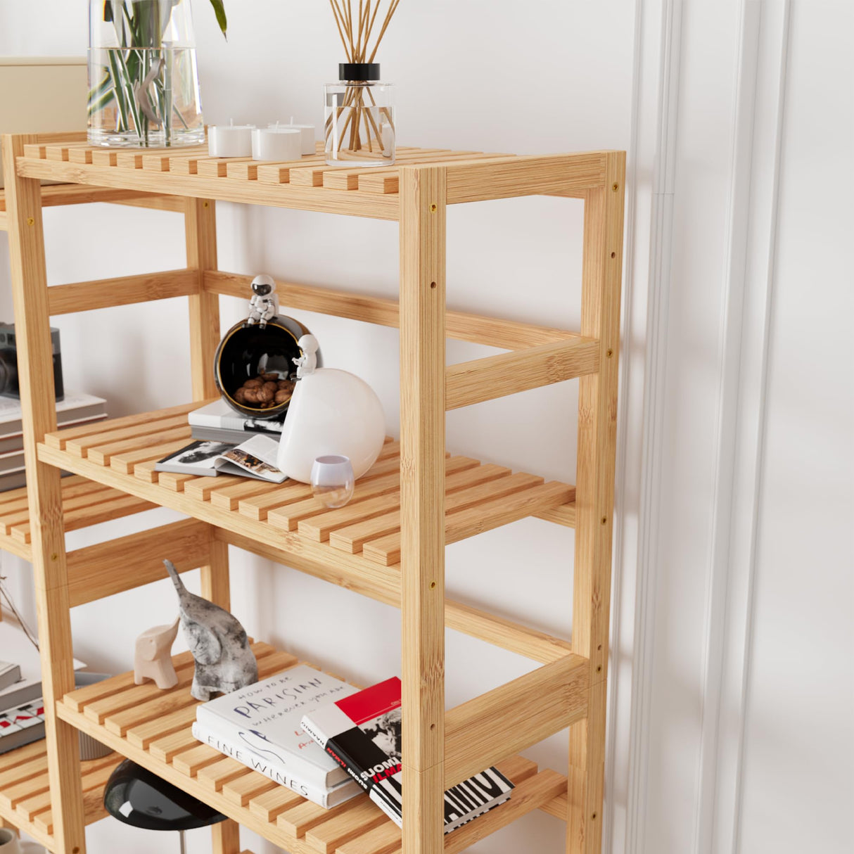 FOTOSOK Triple Wide 6-Tier Bookshelf and Bookcase,Large Freestanding Book Shelf with 17 Open Display Shelves, Tall Bookshelf Plant Flower Shelf Rack Storage Organizer Unit for Living Room, Natural FOTOSOK