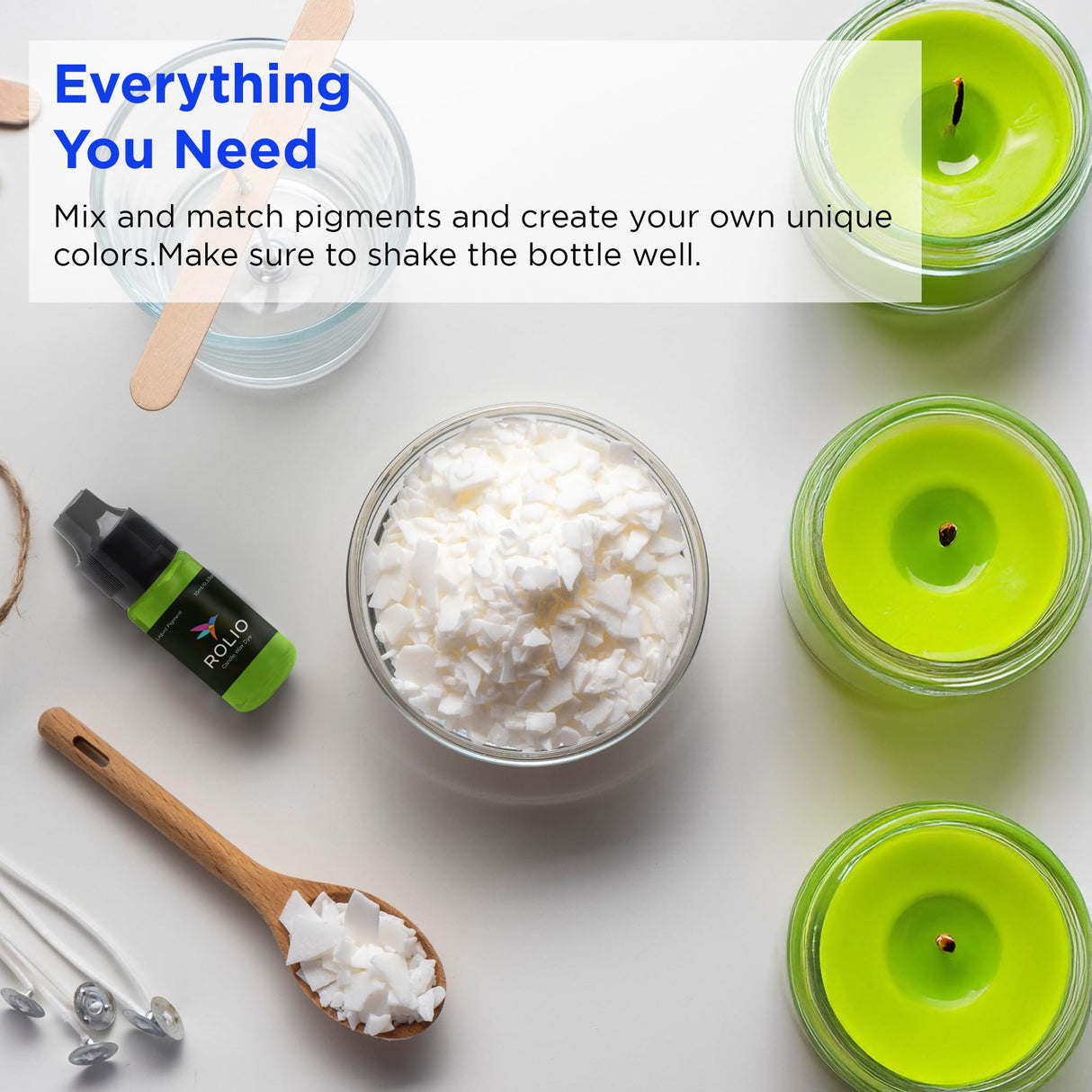 Rolio Liquid Candle Dye, 18 Colors (0.33 oz Each) – Unscented Dyes for Candle Making Supplies, Vibrant Colorants for Soap Crafting, Silicone Mold Projects, and DIY Wax Art, Great Crafting Supplies Rolio