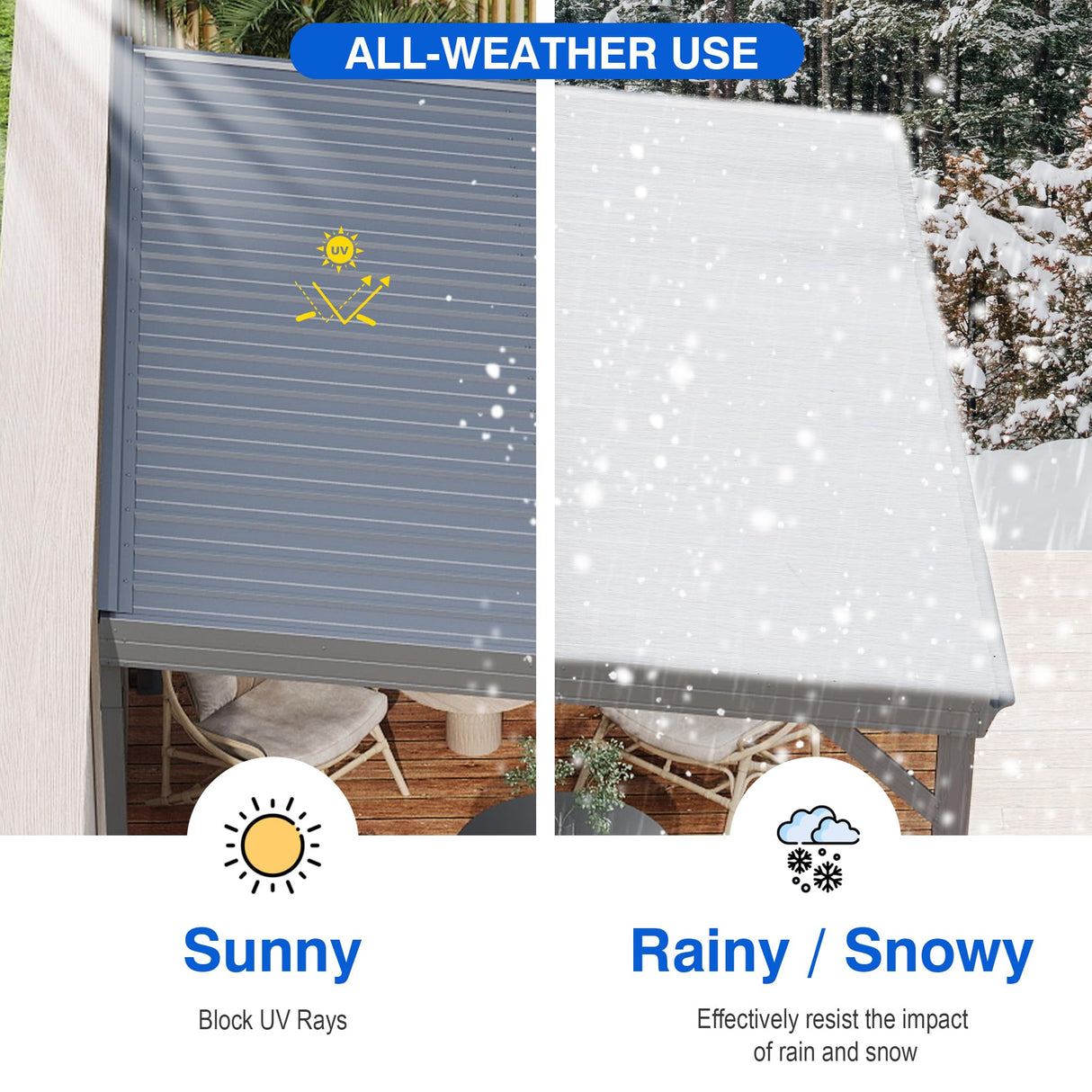 Domi 8x10FT Lean to Gazebo, Outdoor Hardtop Wall Mounted Gazebo with Sloping Galvanized Steel Roof, Upgraded Heavy Duty Mounted Shelter with Drainage System for Deck, Porch, Backyard domi outdoor living