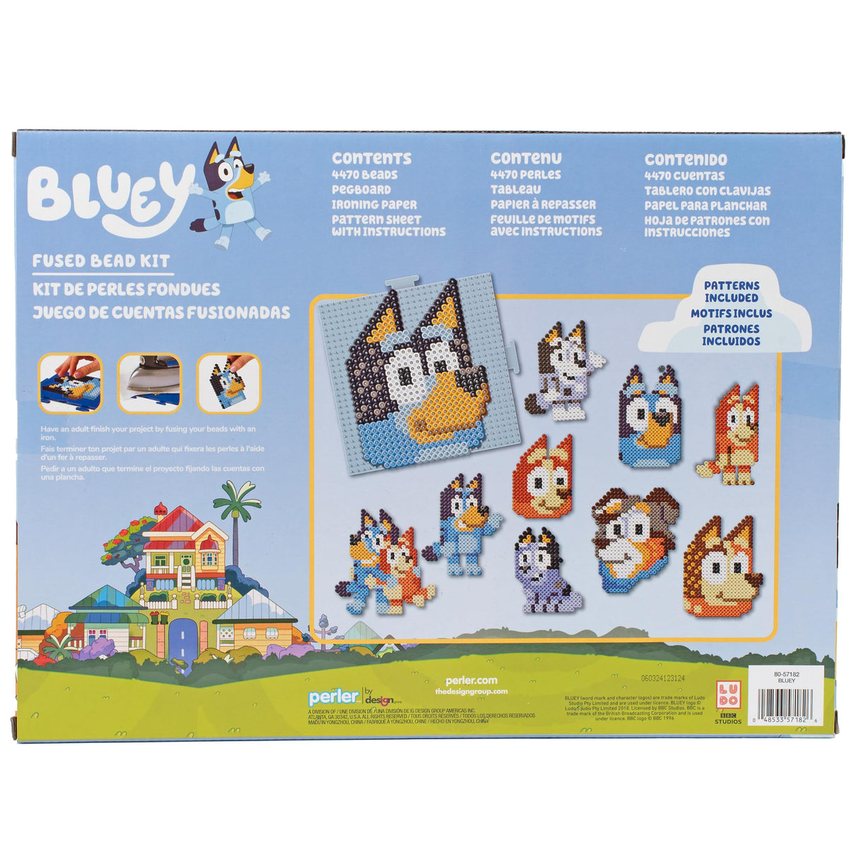 Perler 80-57182 Bluey Fused Bead Deluxe Box Kit, 10 Unique Patterns, Multicolor, 4473 Pieces Perler