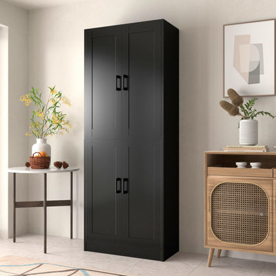 DIYART Black Kitchen Pantry Cabinet, 71" Tall Kitchen Pantry Storage Cabinet with Doors, Kitchen Pantry Hutch with Storage for Kitchen, Dining Room