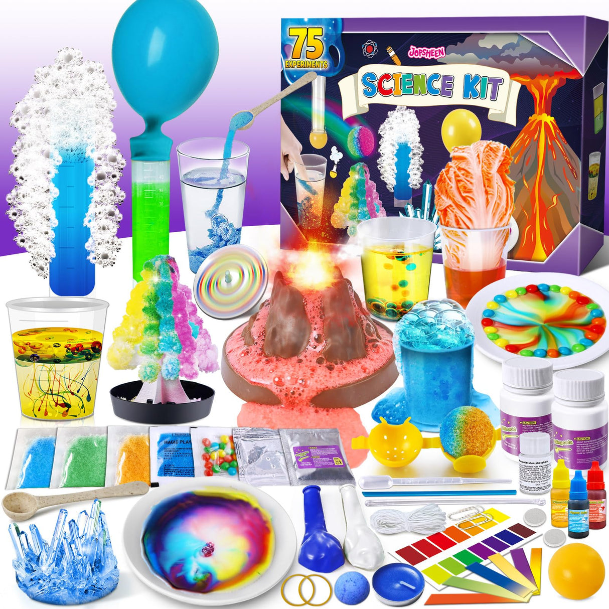 JOPSHEEN 75 Experiments Science Kit for Kids, Chemistry Set, S.T.E.M Educational Birthday Christmas Toys Gifts Idea for Boys and Girls JOPSHEEN