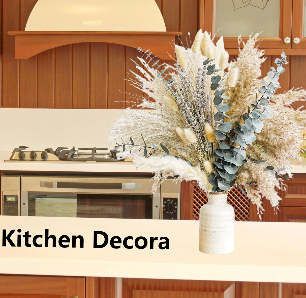 Green Pampas Grass Boho Bouquet – Exquisite Lavender and Eucalyptus Dried Flower Arrangements for Western Boho Decor – Rustic Flowers for Your Bohemian Home, Bedroom, and Wedding Table Décor YOJOYI