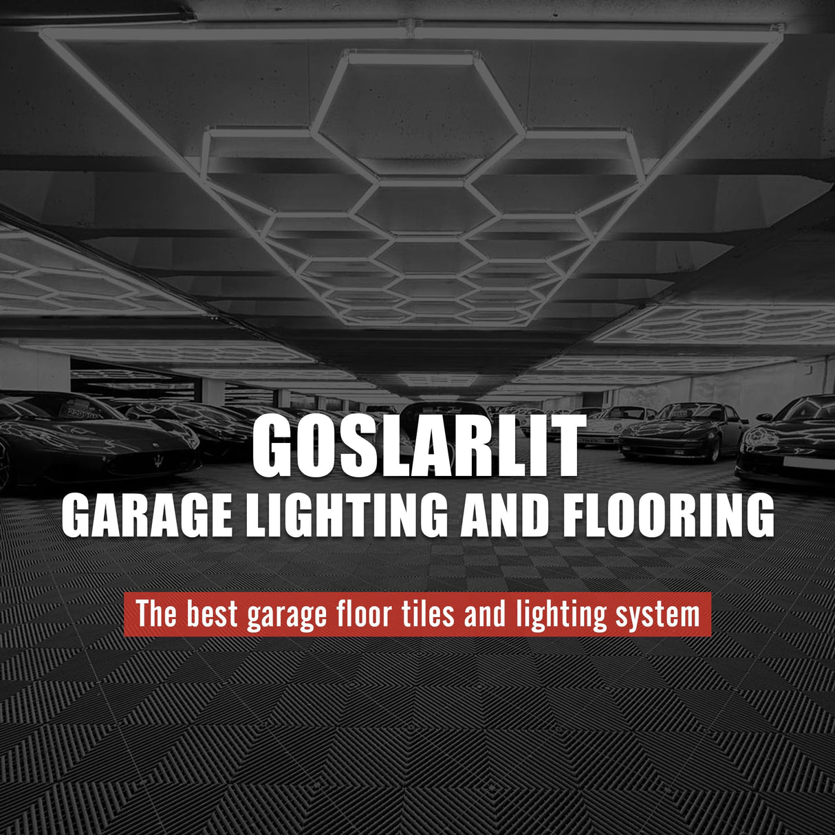 15.7"x15.7" Garage Flooring Tiles, Non-Slip Interlocking Plastic Garage Floor Mat, Garage Organization & Garage Storage, Vented Pattern (red, 25pcs) GOSLARLIT