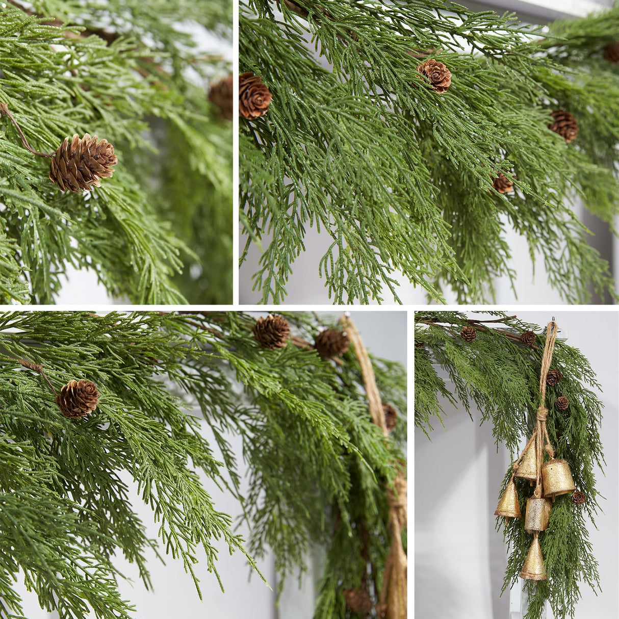 WBHome Real Touch Cypress Cedar & Pine Cone Evergreen Garland for Christmas Holiday Seasonal Outdoor/Indoor Home Decor, 6FT Long WBHome