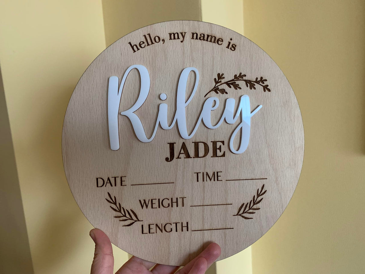 Personalized Baby Announcement Sign, Custom Baby Name, 3D Wood Baby Birth Stats Sign, Engraved Hospital Baby Sign, Newborn Gift, Newborn Baby, FranJohnsonHouse