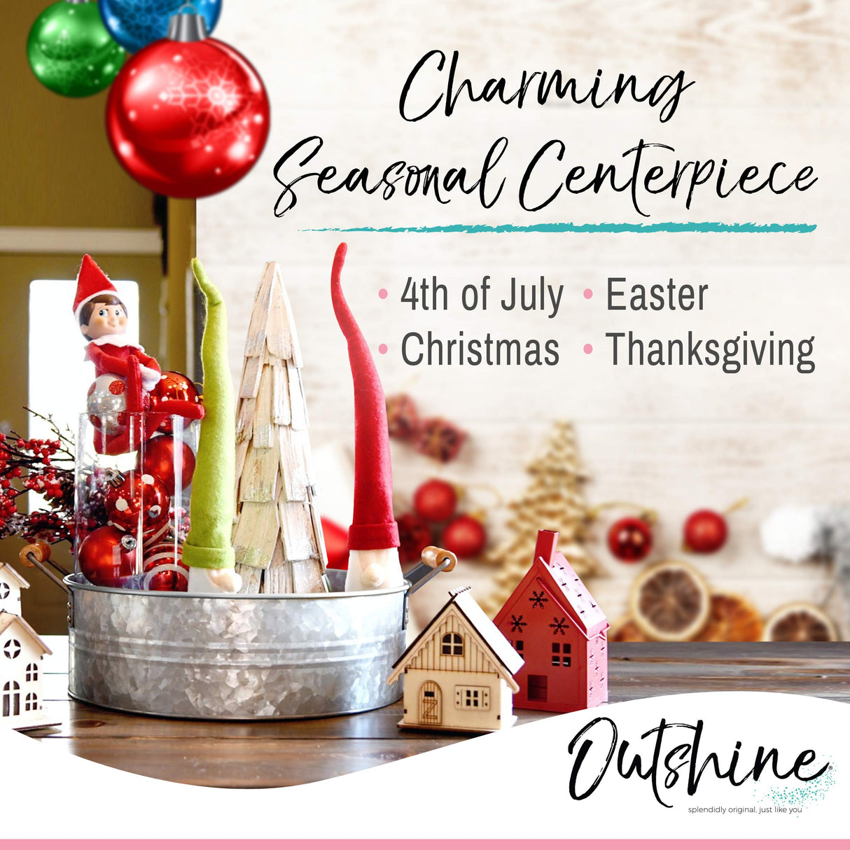 OUTSHINE Galvanized Metal Tray for Storage and Farmhouse Decor | Decorative Tray for Coffee Table, Kitchen, Bathroom, Pantry, Wedding, Christmas, Easter OUTSHINE