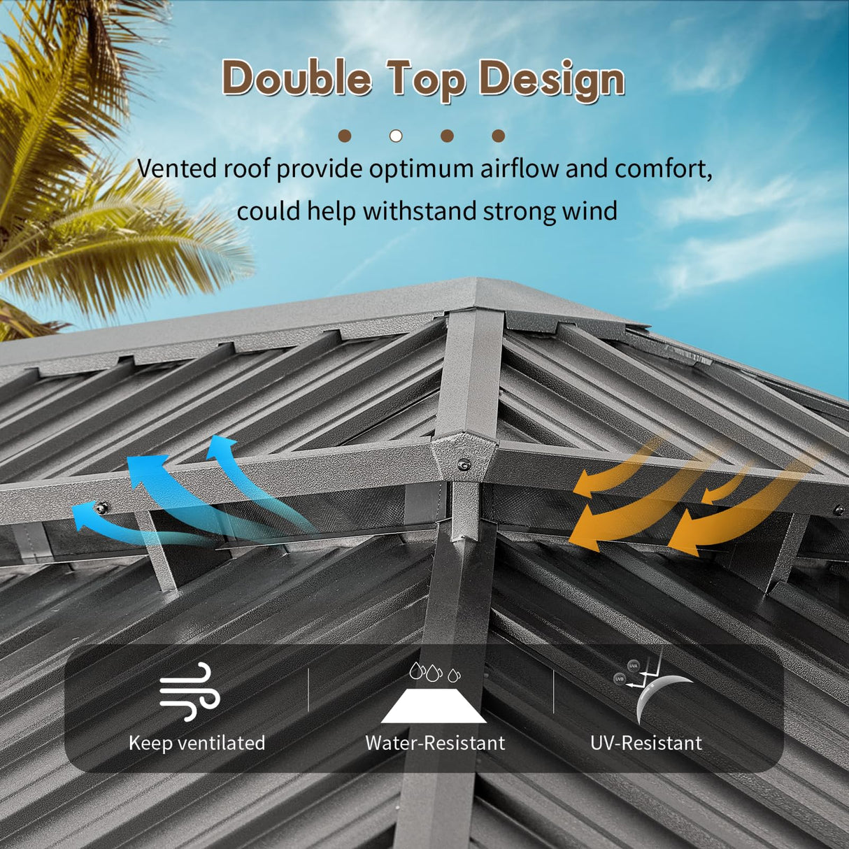 oneinmil 12' X 16' Hardtop Gazebo, Outdoor Gazebo with Netting and Curtains, Galvanized Steel Double Top Permanent Aluminum Gazebo, for Gardens, Decks, Patios, Parties oneinmil