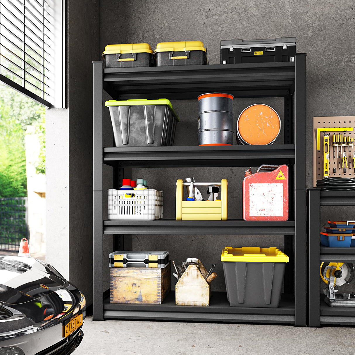 Huhaneon Garage Shelves Heavy Duty - 40''W 2,000Lbs Metal Adjustable Storage Shelving Rack Units for Warehouse Basement Pantry Kitchen 40" W x 16" D x 66" H 4 Tier Black Huhaneon