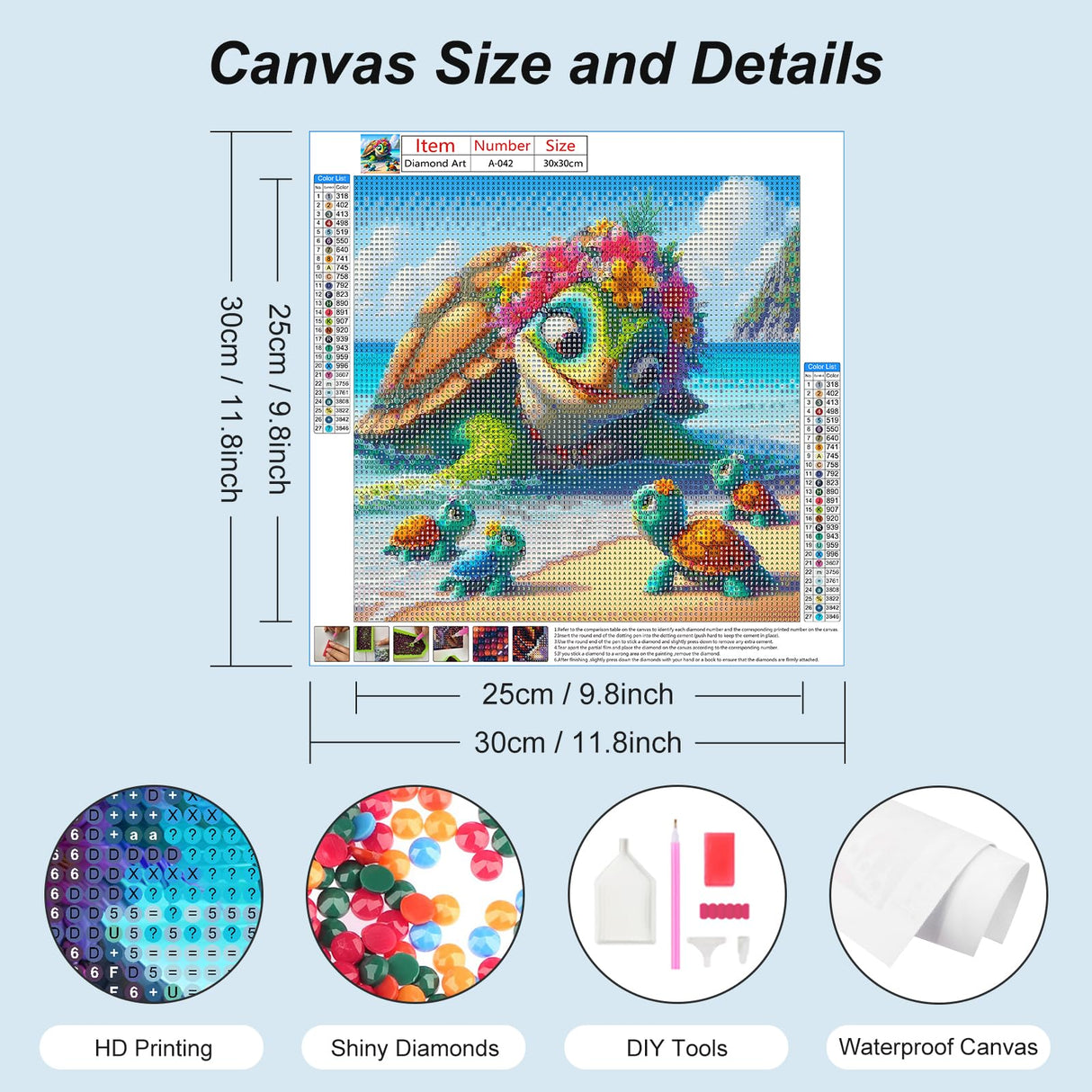 AMORARS 5D Diamond Painting Kit for Adults, Sea Turtle Diamond Art Beginners - DIY Full Diamond Dot Gem Art Paintings, Suitable Gifts, and Home Decoration Crafts, 12x12Inch AMORARS
